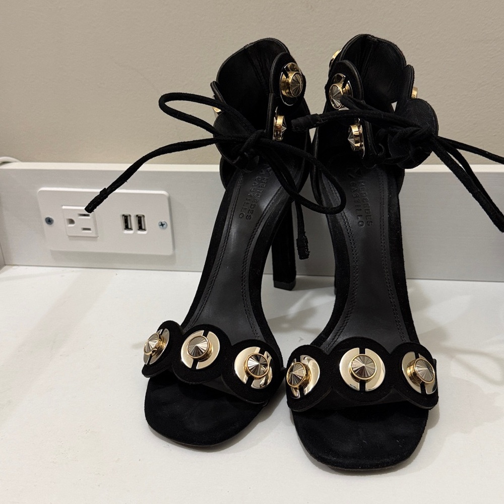 Mercedes Castillo Lyris Black Sandal Heels size 7